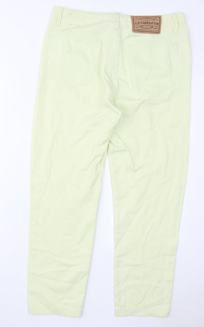 Liz Claiborne Womens Green Cotton Tapered Jeans Size 12 L28 in Regular Zip