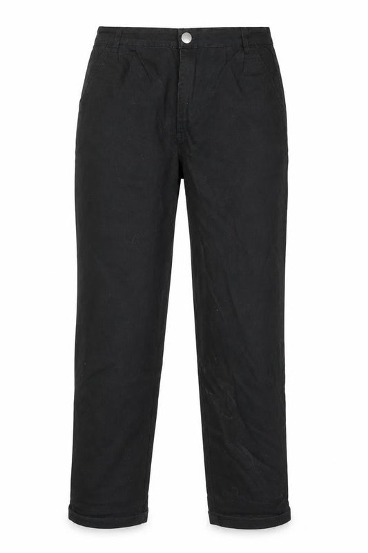 Front view of ASOS women’s black cotton straight jeans, size UK 8, 28-inch leg regular zip