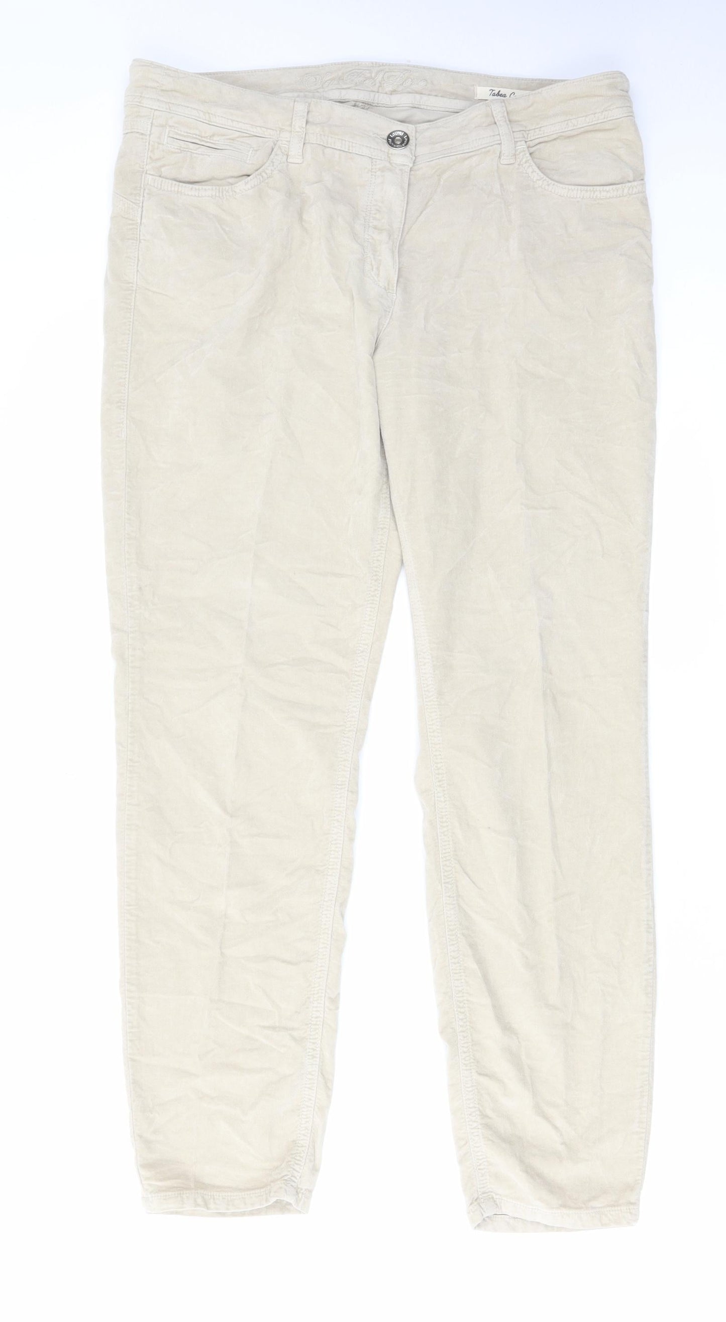 Laurel Womens Beige Cotton Trousers Size 34 in L28 in Regular Zip