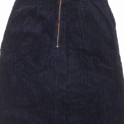 Marks and Spencer Womens Blue Cotton A-Line Skirt Size 8 Zip