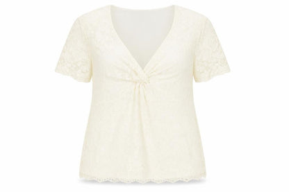 Womens UK Size 14 Kaleidoscope Ivory Basic T-Shirt