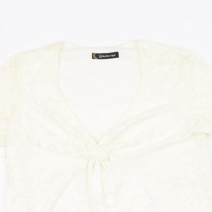 Womens UK Size 14 Kaleidoscope Ivory Basic T-Shirt