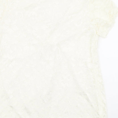 Womens UK Size 14 Kaleidoscope Ivory Basic T-Shirt
