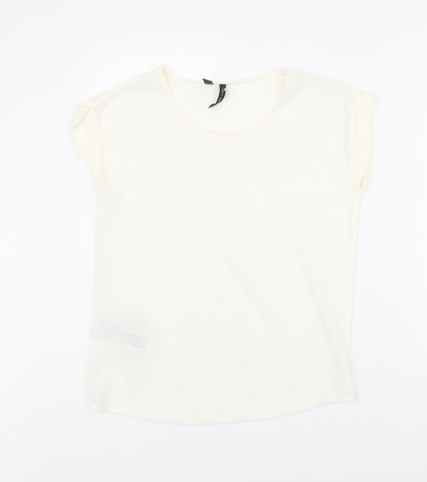 Womens UK Size XS Mango Ivory Basic T-Shirt