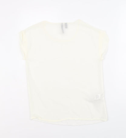 Womens UK Size XS Mango Ivory Basic T-Shirt