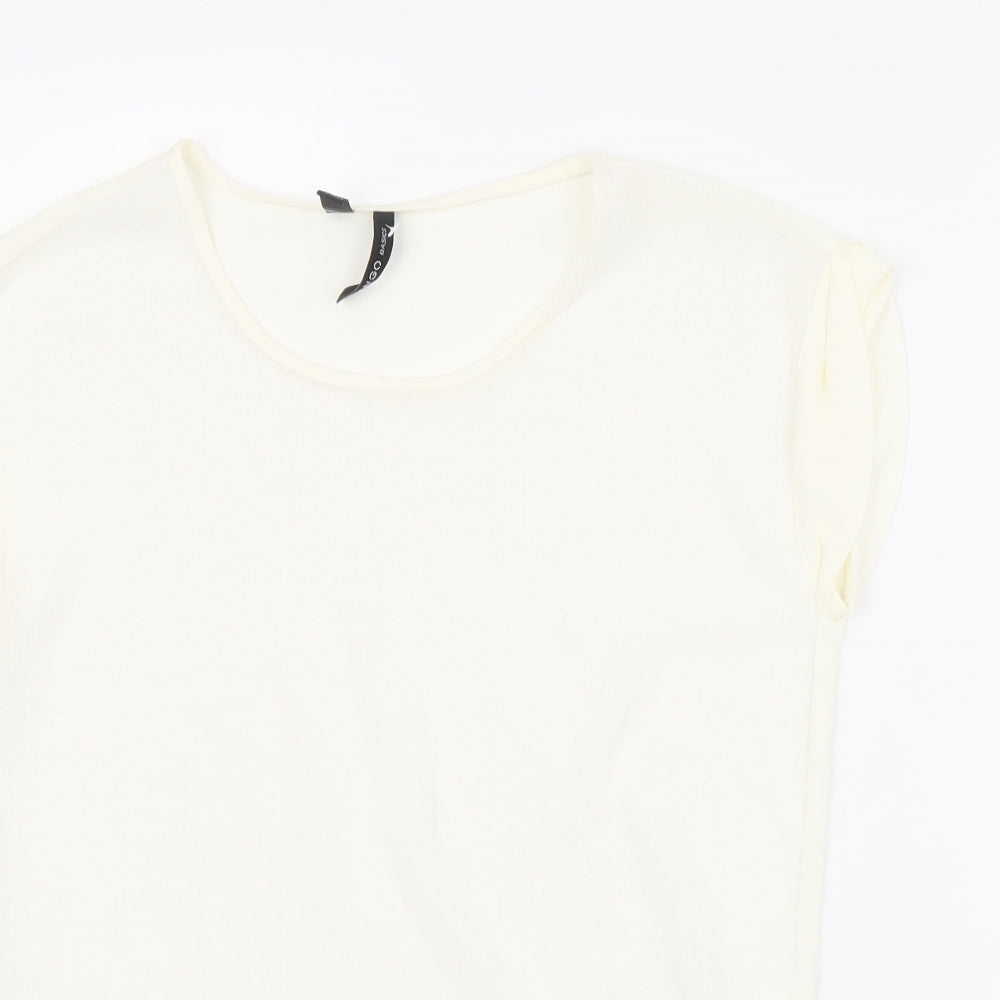 Womens UK Size XS Mango Ivory Basic T-Shirt