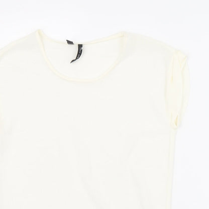 Womens UK Size XS Mango Ivory Basic T-Shirt