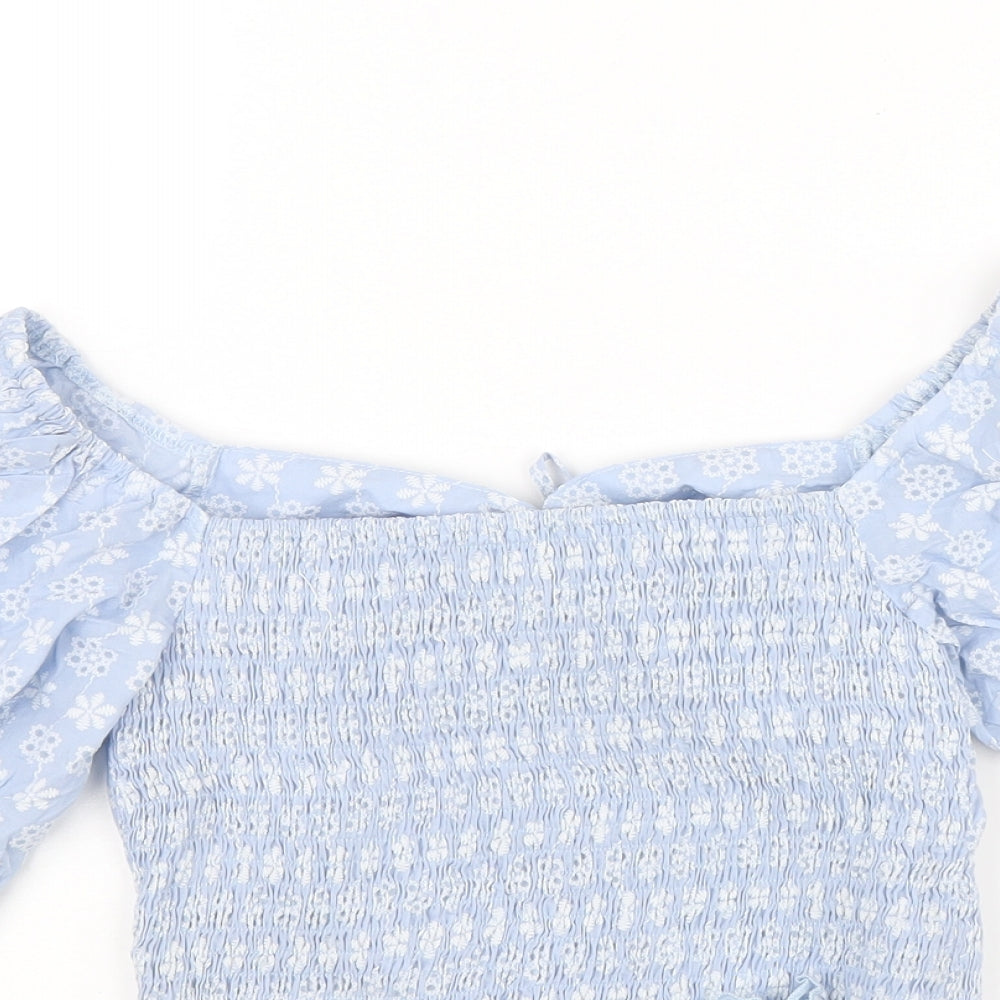 Womens UK Size S CIDER Blue Basic Blouse