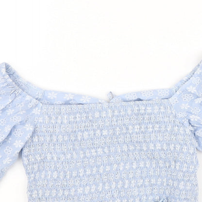 Womens UK Size S CIDER Blue Basic Blouse