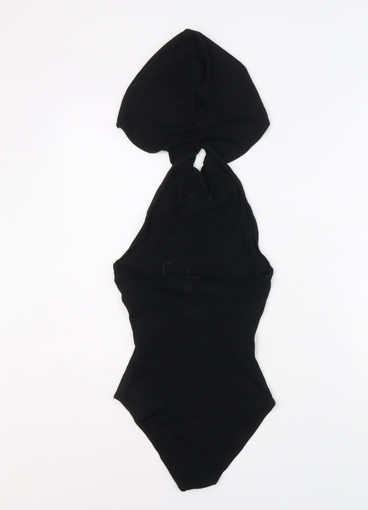 Zara Womens Black Viscose Bodysuit One-Piece Size XS Button