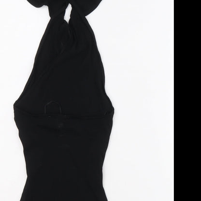 Zara Womens Black Viscose Bodysuit One-Piece Size XS Button