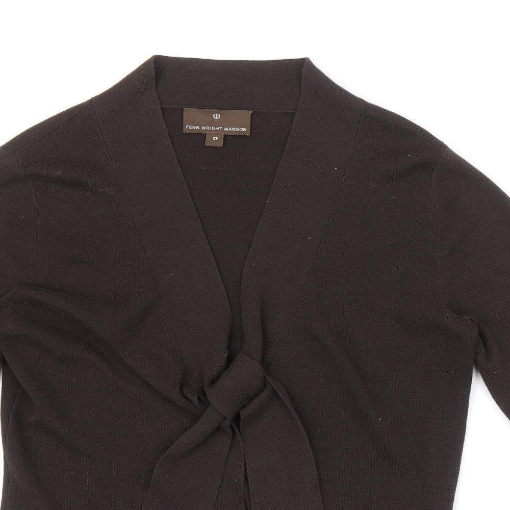 Fenn Wright Manson Womens Brown V-Neck Cotton Cardigan Jumper Size 10