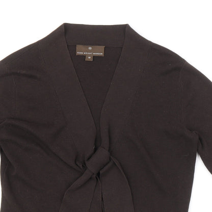 Fenn Wright Manson Womens Brown V-Neck Cotton Cardigan Jumper Size 10