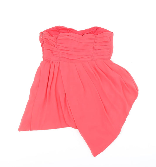 ASOS Womens Red Polyester Fit & Flare Size 12 Sweetheart Zip