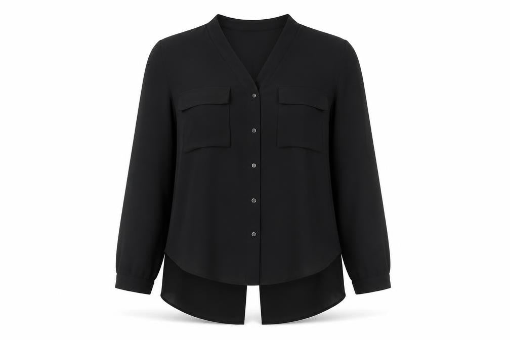 Womens UK Size S Zara Black Basic Button-Up