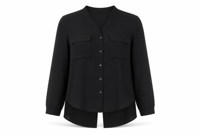 Womens UK Size S Zara Black Basic Button-Up