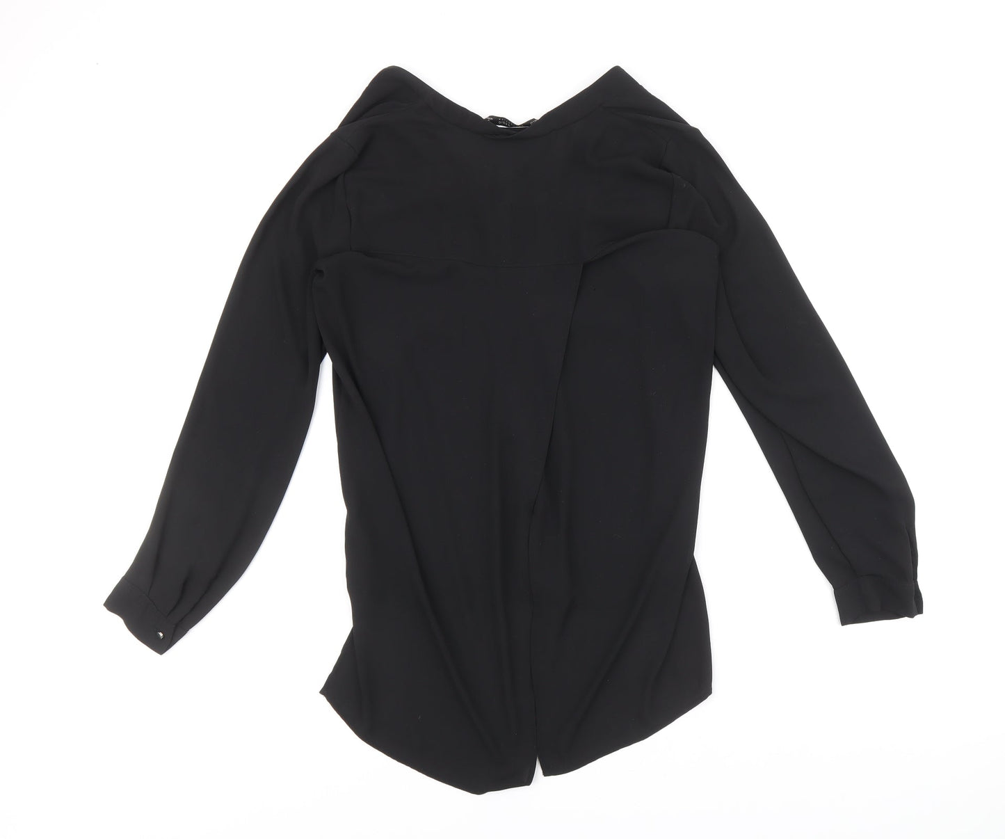 Womens UK Size S Zara Black Basic Button-Up