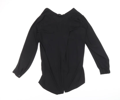 Womens UK Size S Zara Black Basic Button-Up
