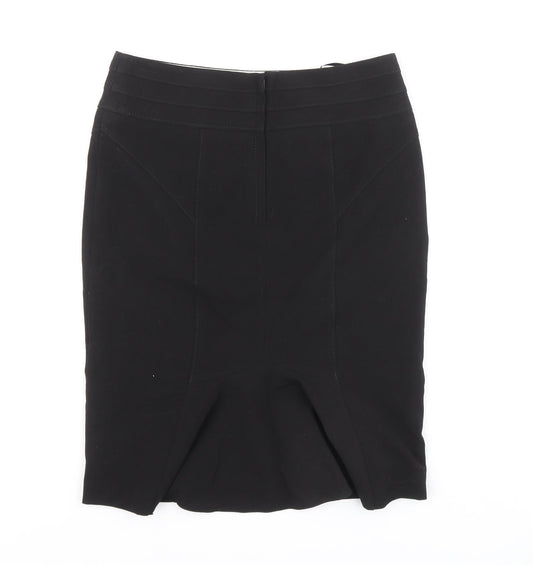 New Look Womens Black Polyester A-Line Skirt Size 10 Zip