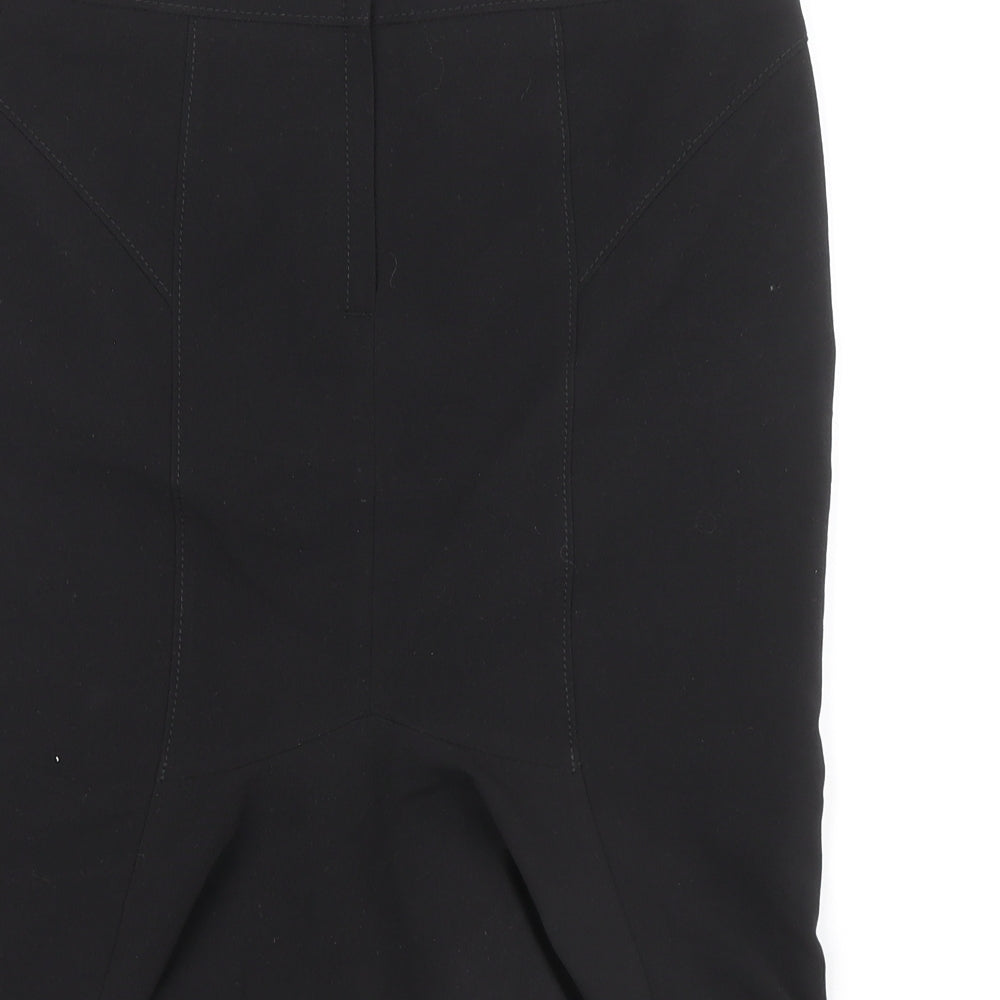 New Look Womens Black Polyester A-Line Skirt Size 10 Zip