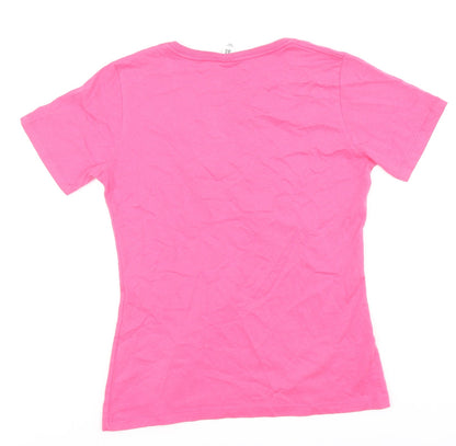 Sun International Womens Pink Cotton Basic T-Shirt Size S Crew Neck - Maui