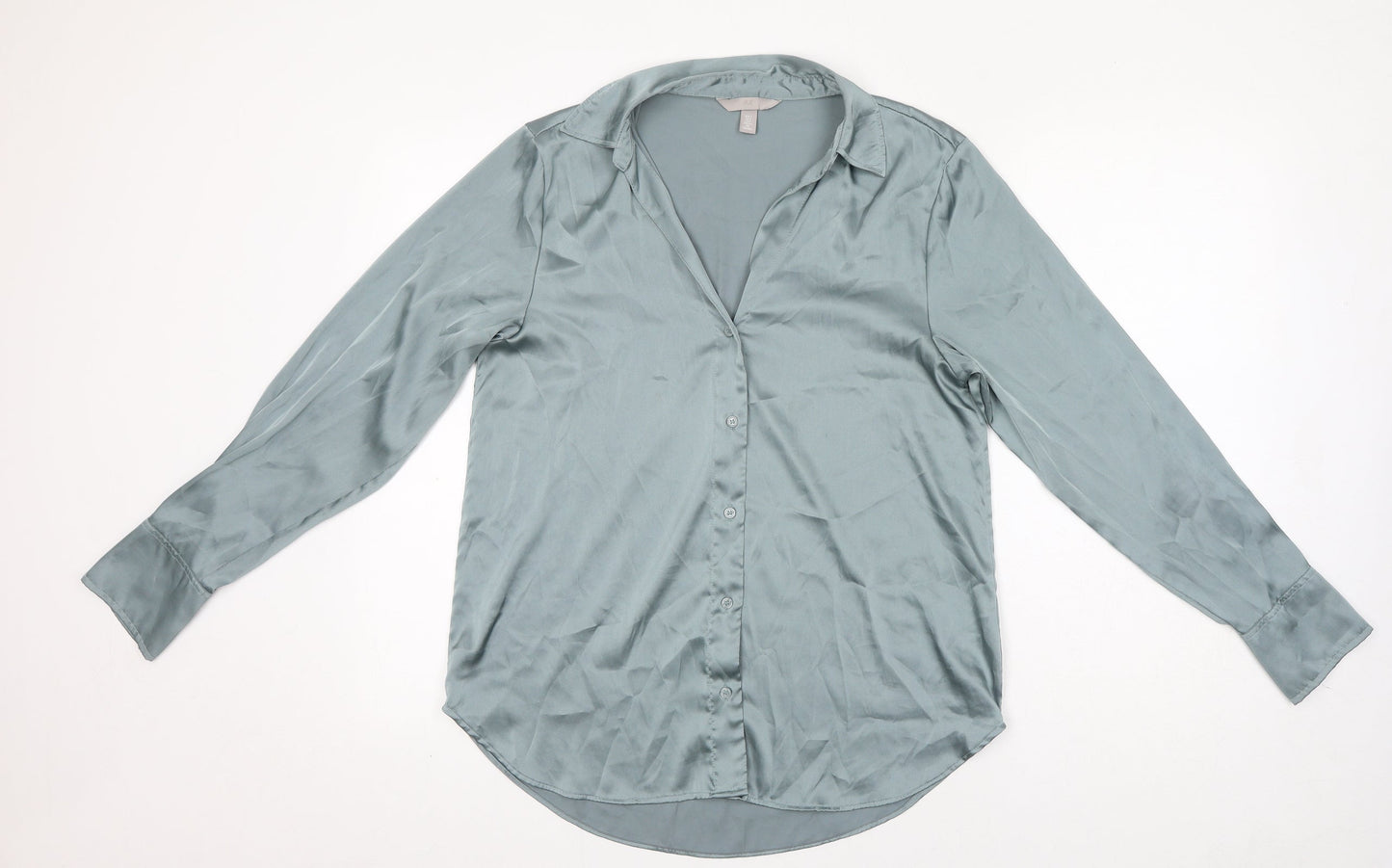 Womens UK Size S H&M Blue Basic Button-Up