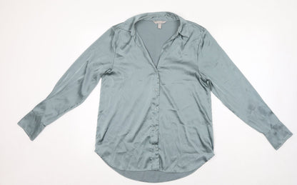 Womens UK Size S H&M Blue Basic Button-Up