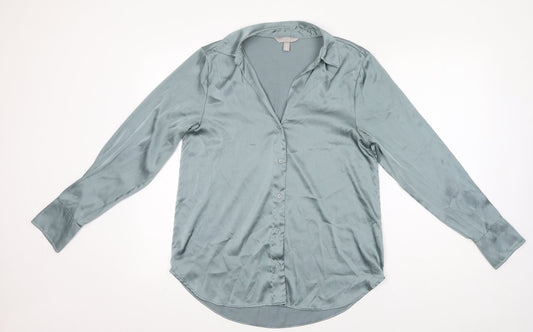 Womens UK Size S H&M Blue Basic Button-Up