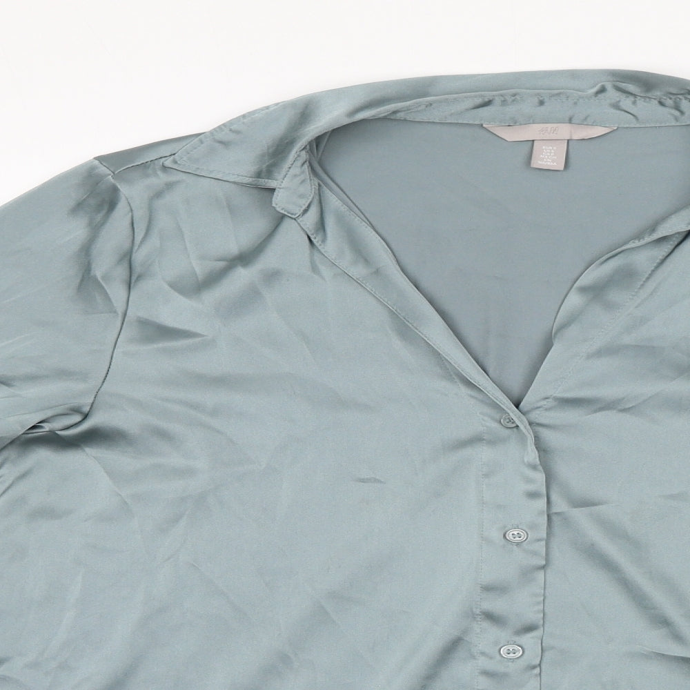 Womens UK Size S H&M Blue Basic Button-Up
