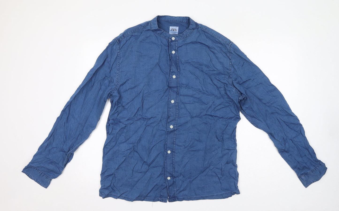 Womens UK Size L Zara Blue Basic Button-Up