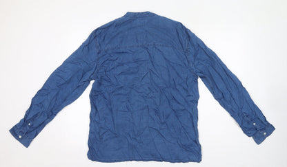 Womens UK Size L Zara Blue Basic Button-Up