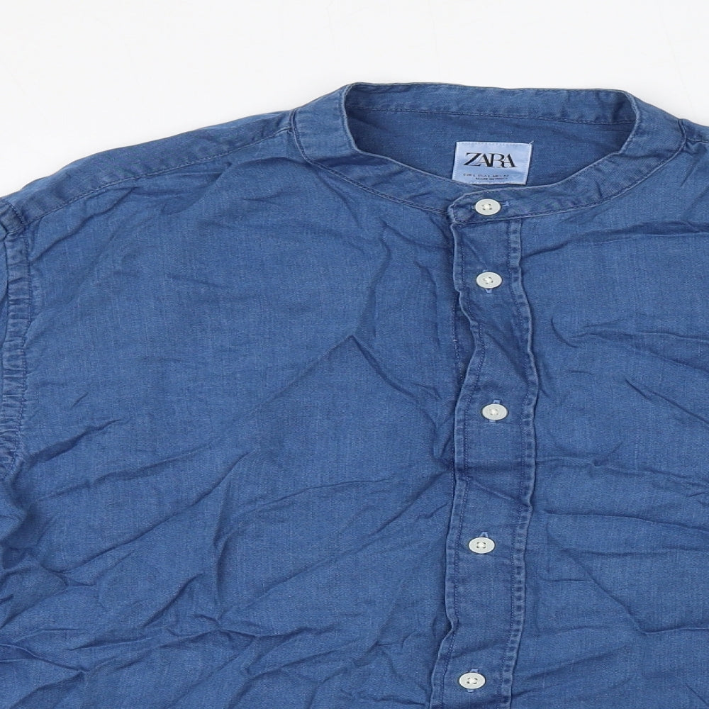 Womens UK Size L Zara Blue Basic Button-Up