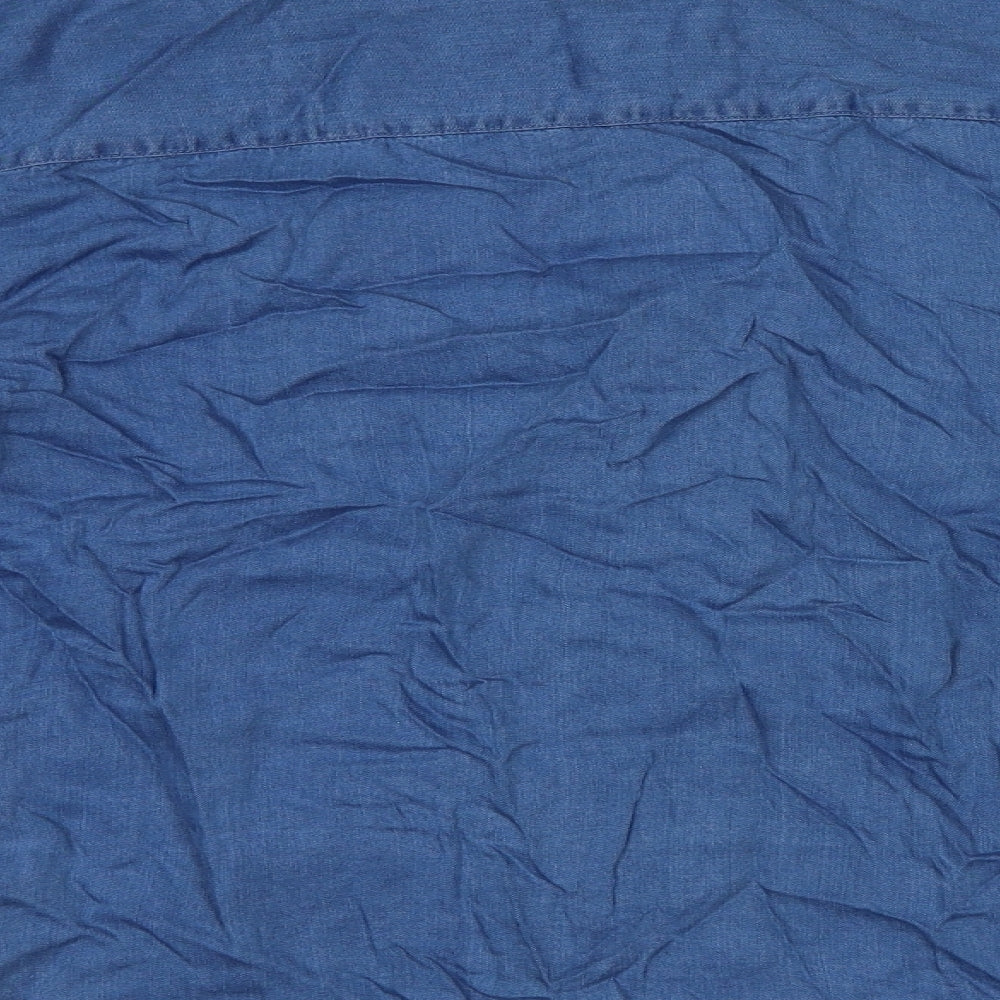Womens UK Size L Zara Blue Basic Button-Up