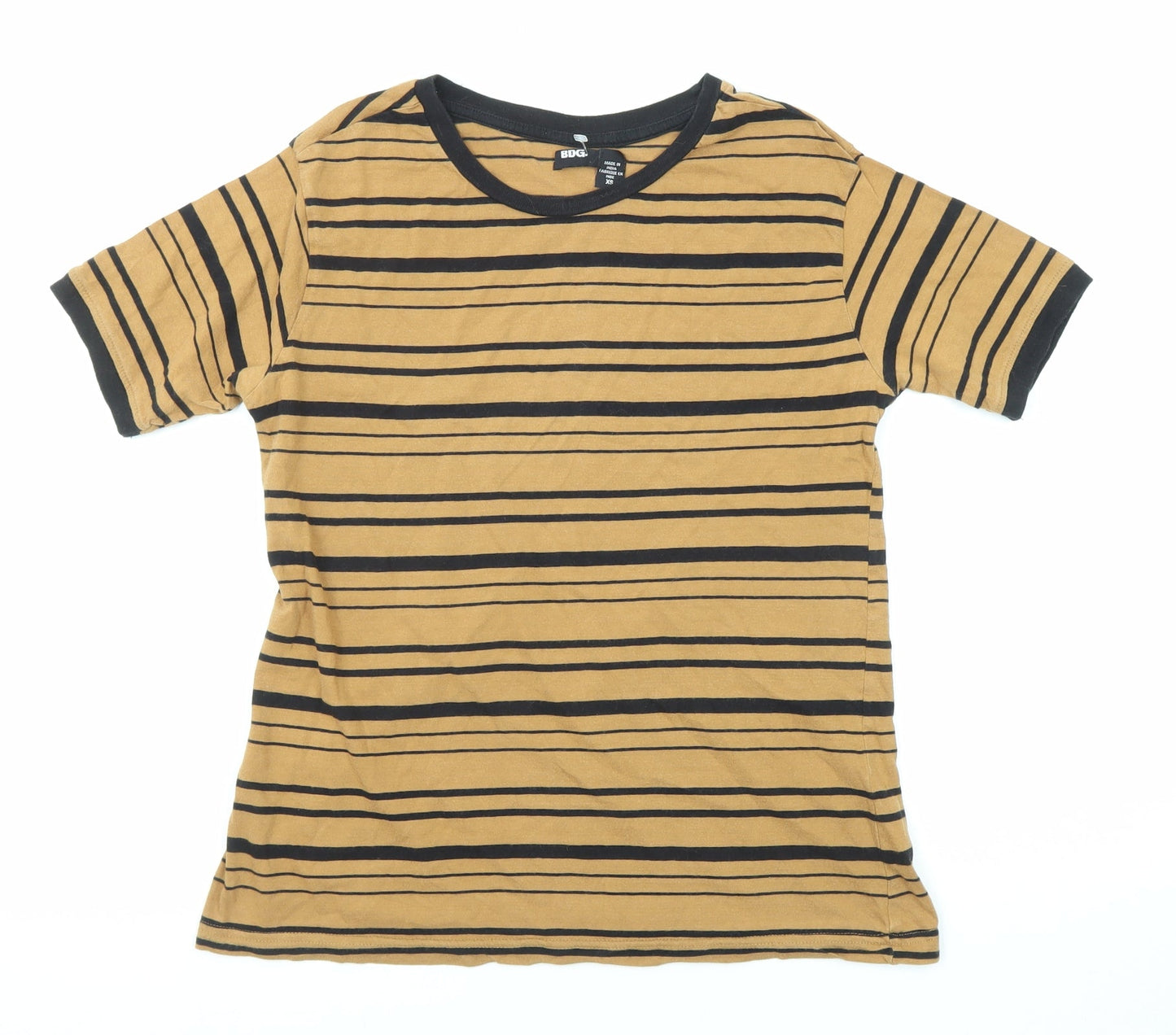 Womens UK Size XS BDG Yellow Basic T-Shirt