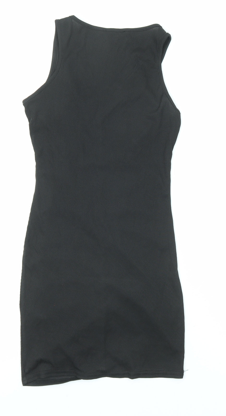 PRETTYLITTLETHING Womens Black Polyester Bodycon Size 6 V-Neck Pullover