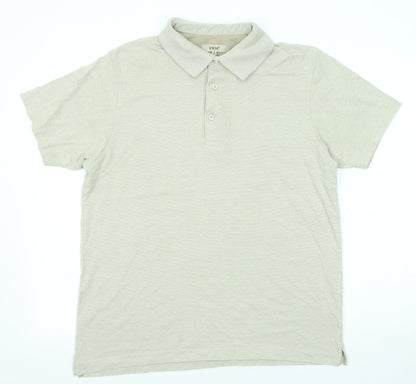 EWM Mens Beige Cotton Polo Size M Collared Button