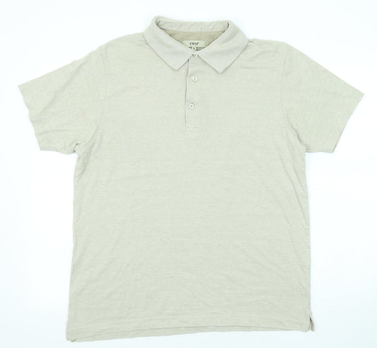 EWM Mens Beige Cotton Polo Size M Collared Button