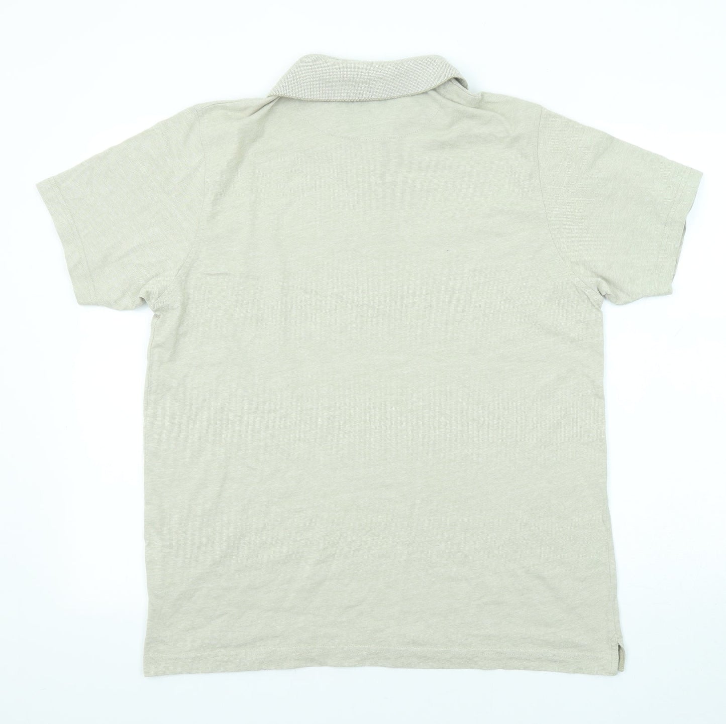 EWM Mens Beige Cotton Polo Size M Collared Button