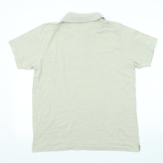 EWM Mens Beige Cotton Polo Size M Collared Button