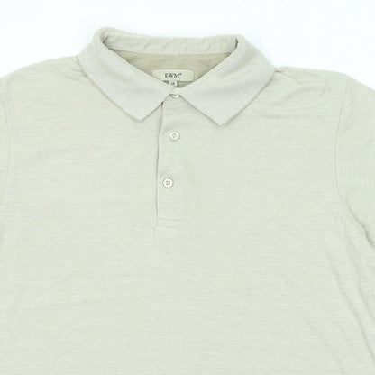 EWM Mens Beige Cotton Polo Size M Collared Button