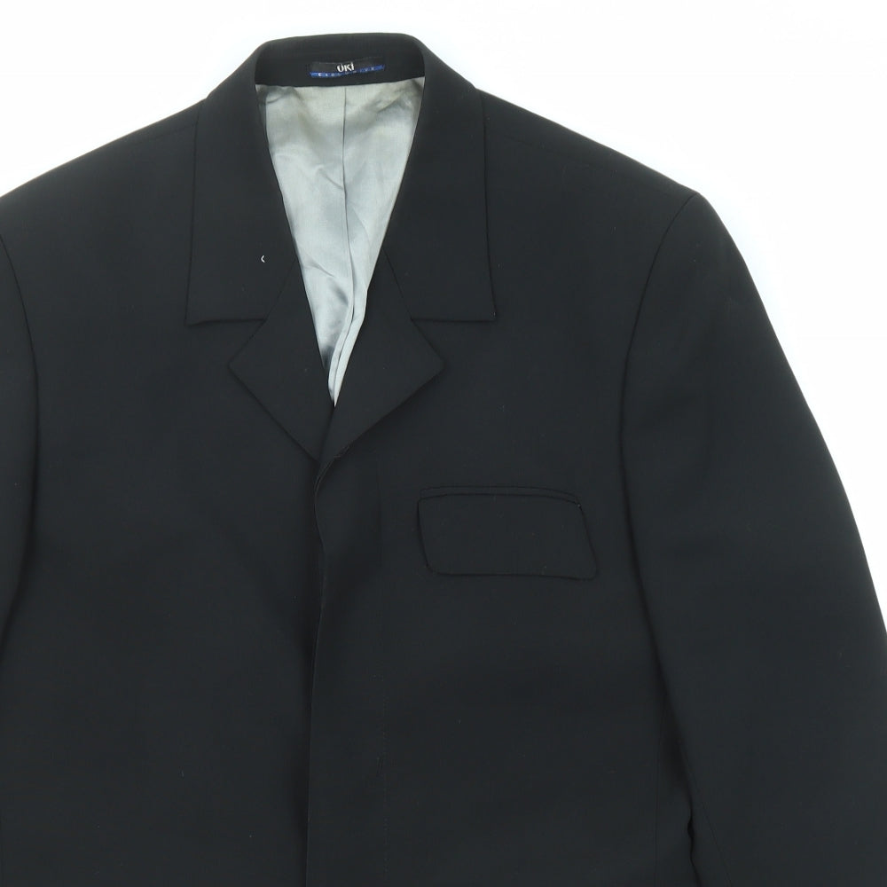Uki Mens Black Viscose Jacket Suit Jacket Size 36 Regular