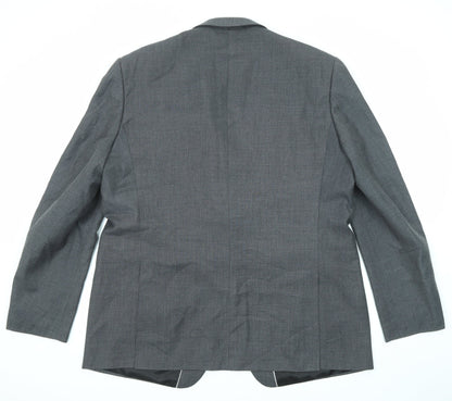 Terry de Havilland Mens Grey Polyester Jacket Suit Jacket Size 50 Regular