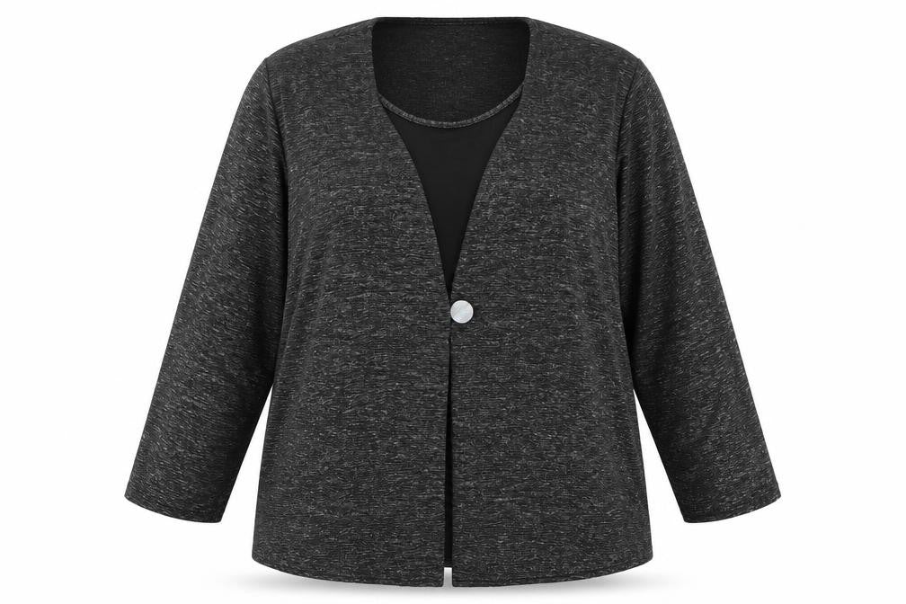 Bassini Womens Black Polyester Basic Blouse Size 22 Scoop Neck - Two in One Metallic