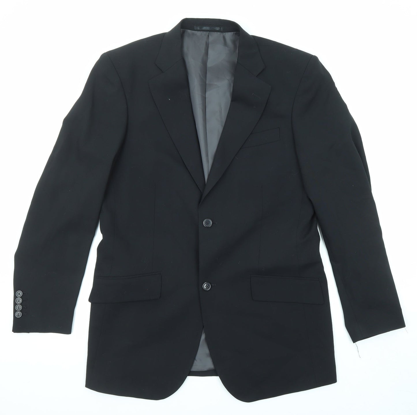 Antich Collection Mens Black Wool Jacket Suit Jacket Size 38 Regular