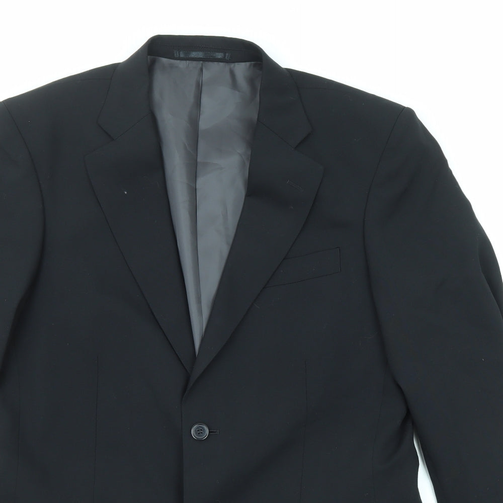 Antich Collection Mens Black Wool Jacket Suit Jacket Size 38 Regular