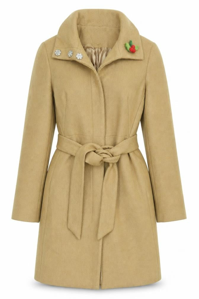 Womens UK Size 8 Warehouse Beige Overcoat