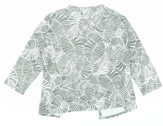 Oscar B Womens Grey Geometric Viscose Basic Blouse Size 14 V-Neck - Tie Front