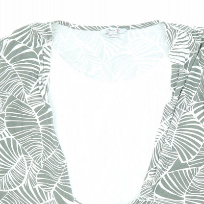 Oscar B Womens Grey Geometric Viscose Basic Blouse Size 14 V-Neck - Tie Front