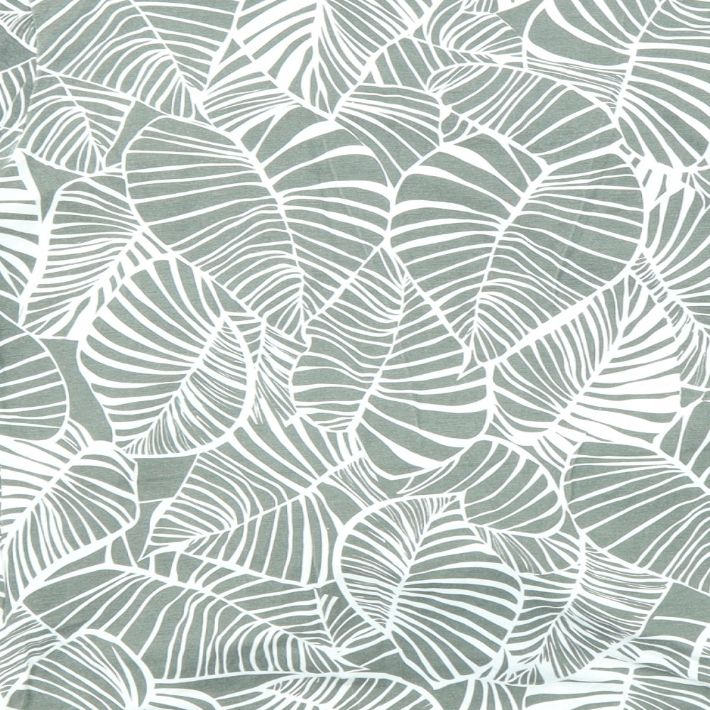 Oscar B Womens Grey Geometric Viscose Basic Blouse Size 14 V-Neck - Tie Front