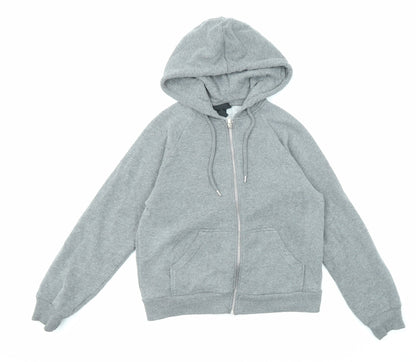 Monki Womens Grey Cotton Full Zip Hoodie Size XS Zip